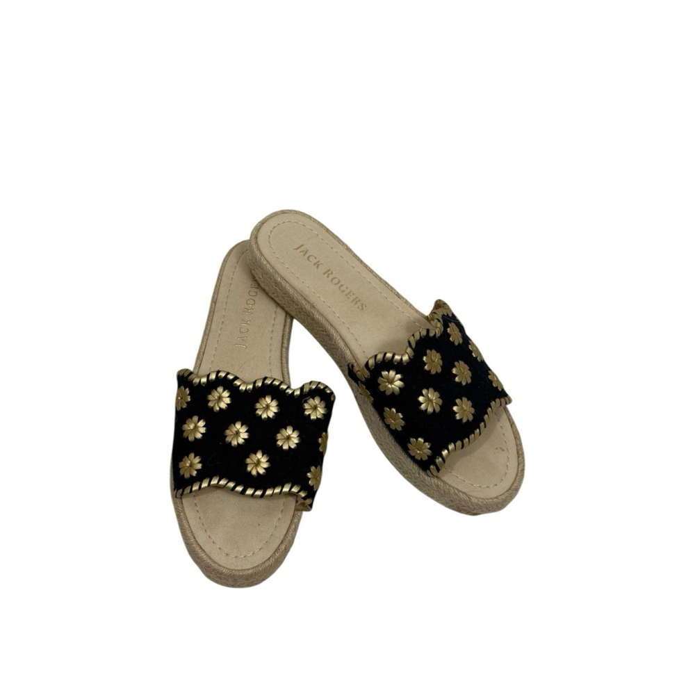Jack Rogers Palmer Slide Espadrille Slide Midnight/Gold Size 9.5 - Picture 1 of 9